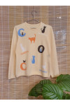 Pure cashmere sweater with cats print