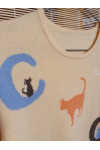 Pure cashmere sweater with cats print