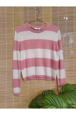 Striped pure cashmere blouse